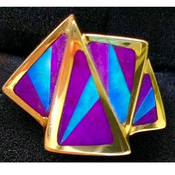 Elizabeth Guerro Jewelry - 14k Gold Ring Opal Sugilite Native American 21gm